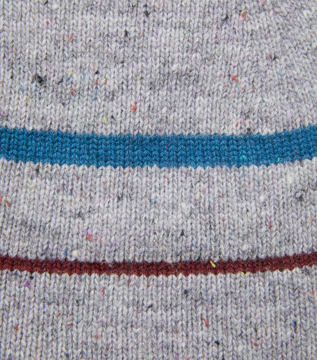 MELANGE STRIPE EARMUFF BEANIE