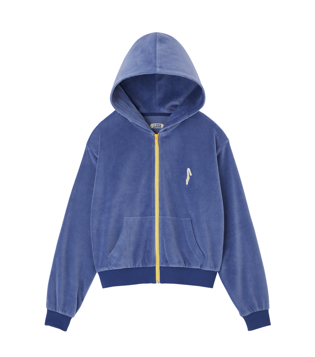 VELOUR CROP HOODY ZIP-UP