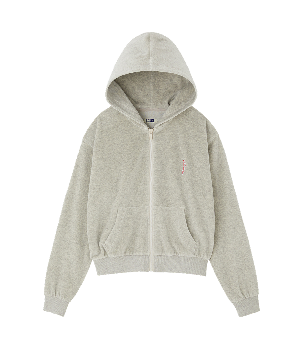 VELOUR CROP HOODY ZIP-UP