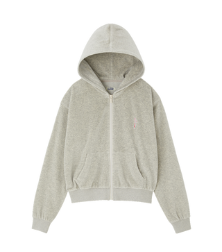 VELOUR CROP HOODY ZIP-UP