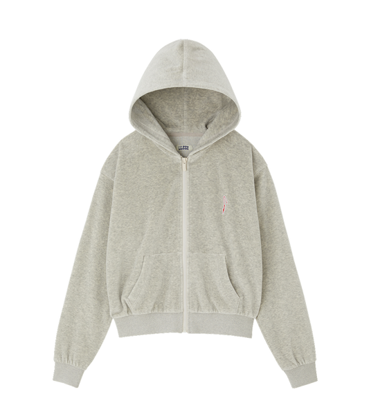 VELOUR CROP HOODY ZIP-UP