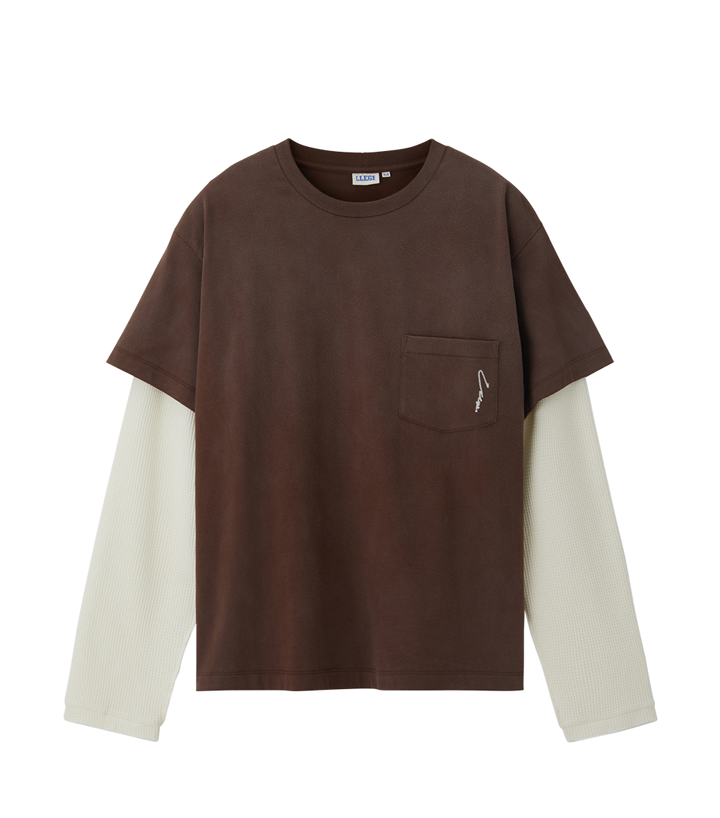 WAFFLE SLEEVE LAYERED T-SHIRT