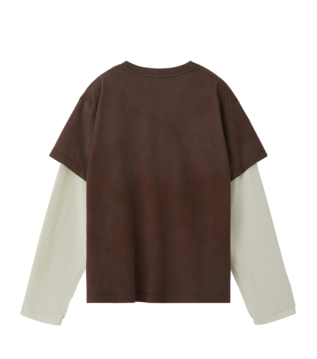 WAFFLE SLEEVE LAYERED T-SHIRT