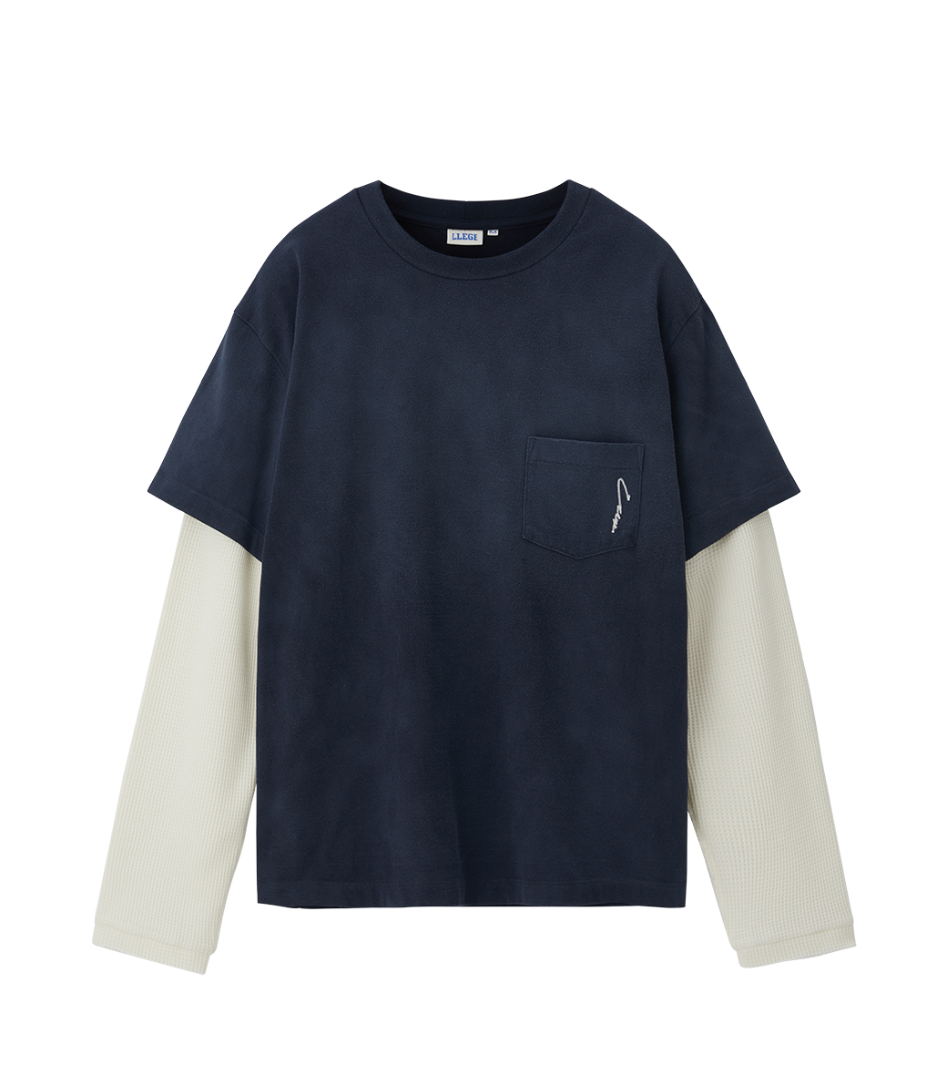 WAFFLE SLEEVE LAYERED T-SHIRT