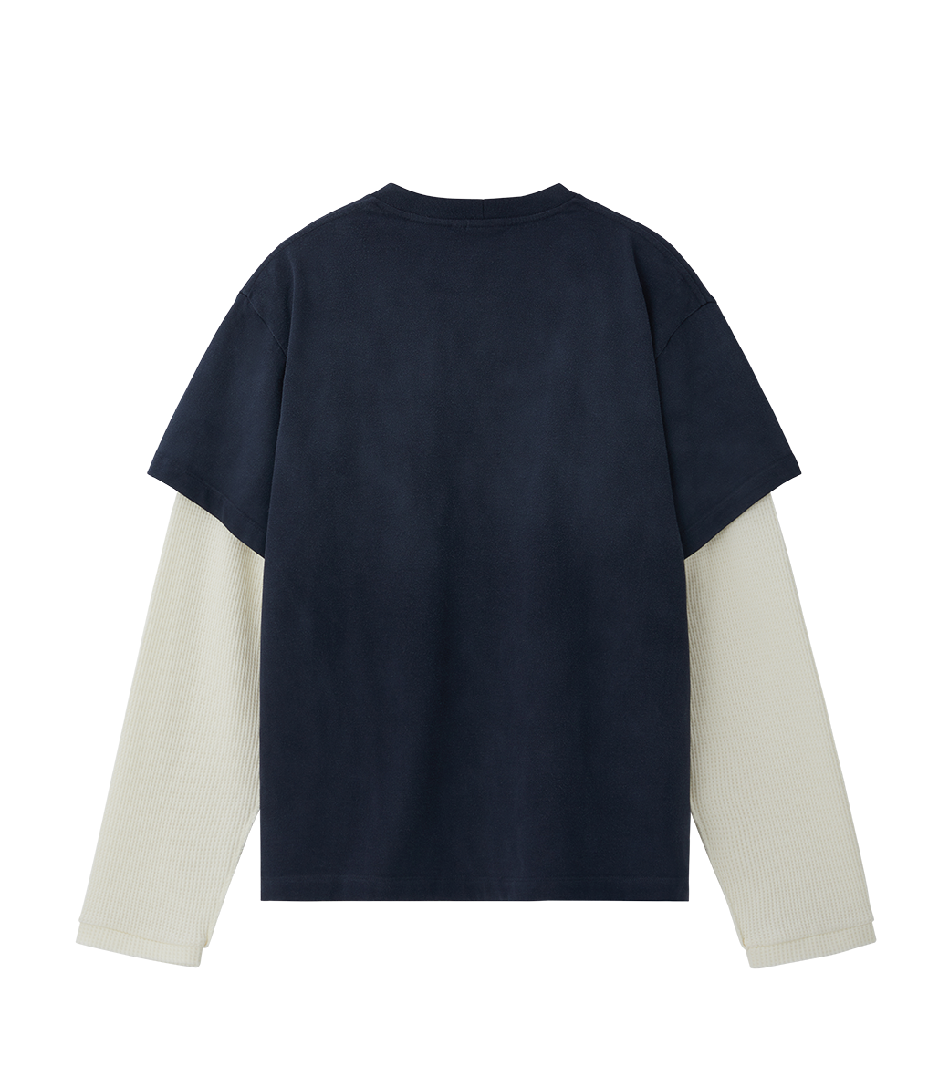WAFFLE SLEEVE LAYERED T-SHIRT