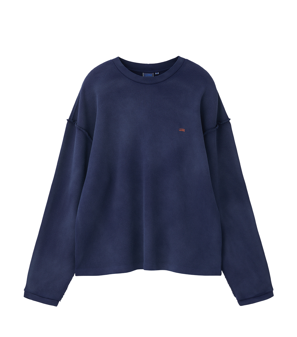 OVERSIZED LLEGE LOGO WAFFLE T-SHIRT