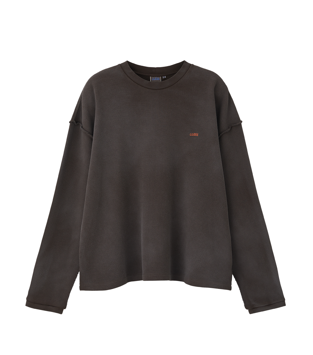 OVERSIZED LLEGE LOGO WAFFLE T-SHIRT