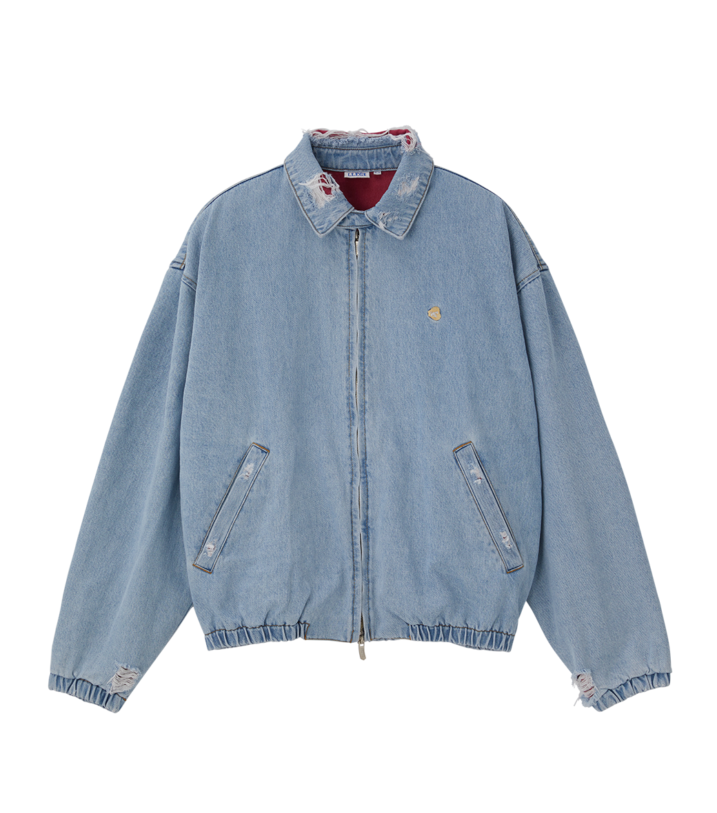 DESTROYED DENIM HARRINGTON