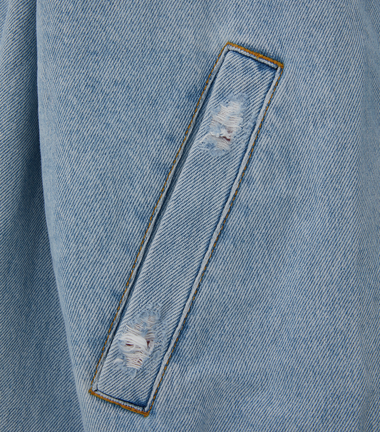 DESTROYED DENIM HARRINGTON