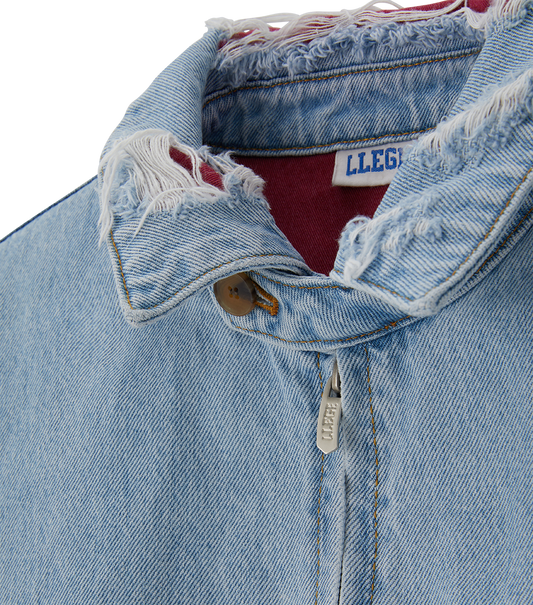 DESTROYED DENIM HARRINGTON