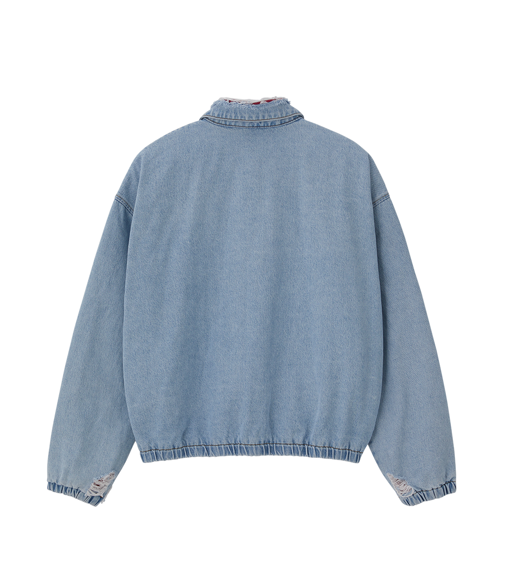 DESTROYED DENIM HARRINGTON