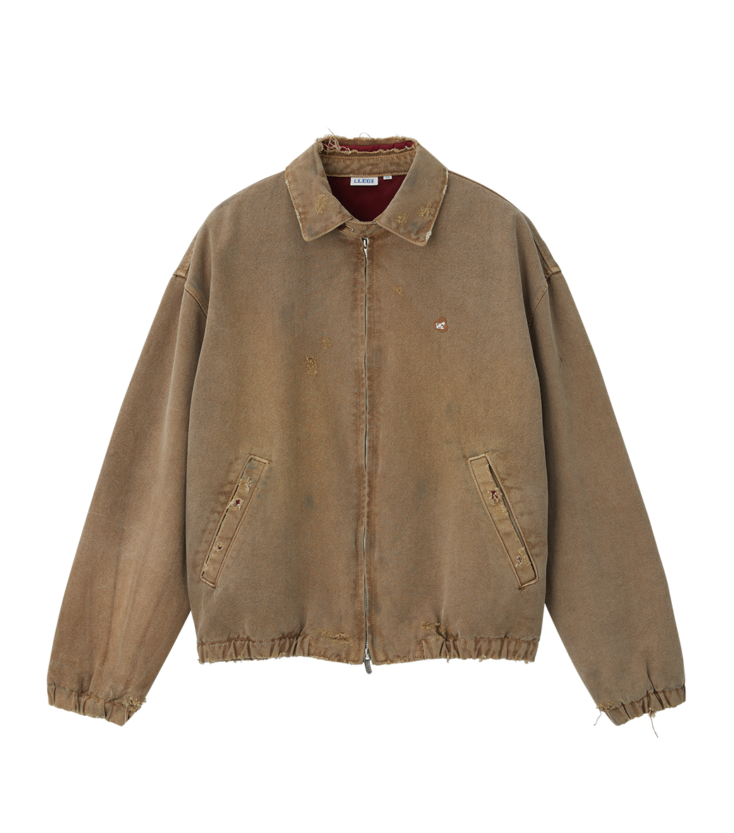 DESTROYED DENIM HARRINGTON