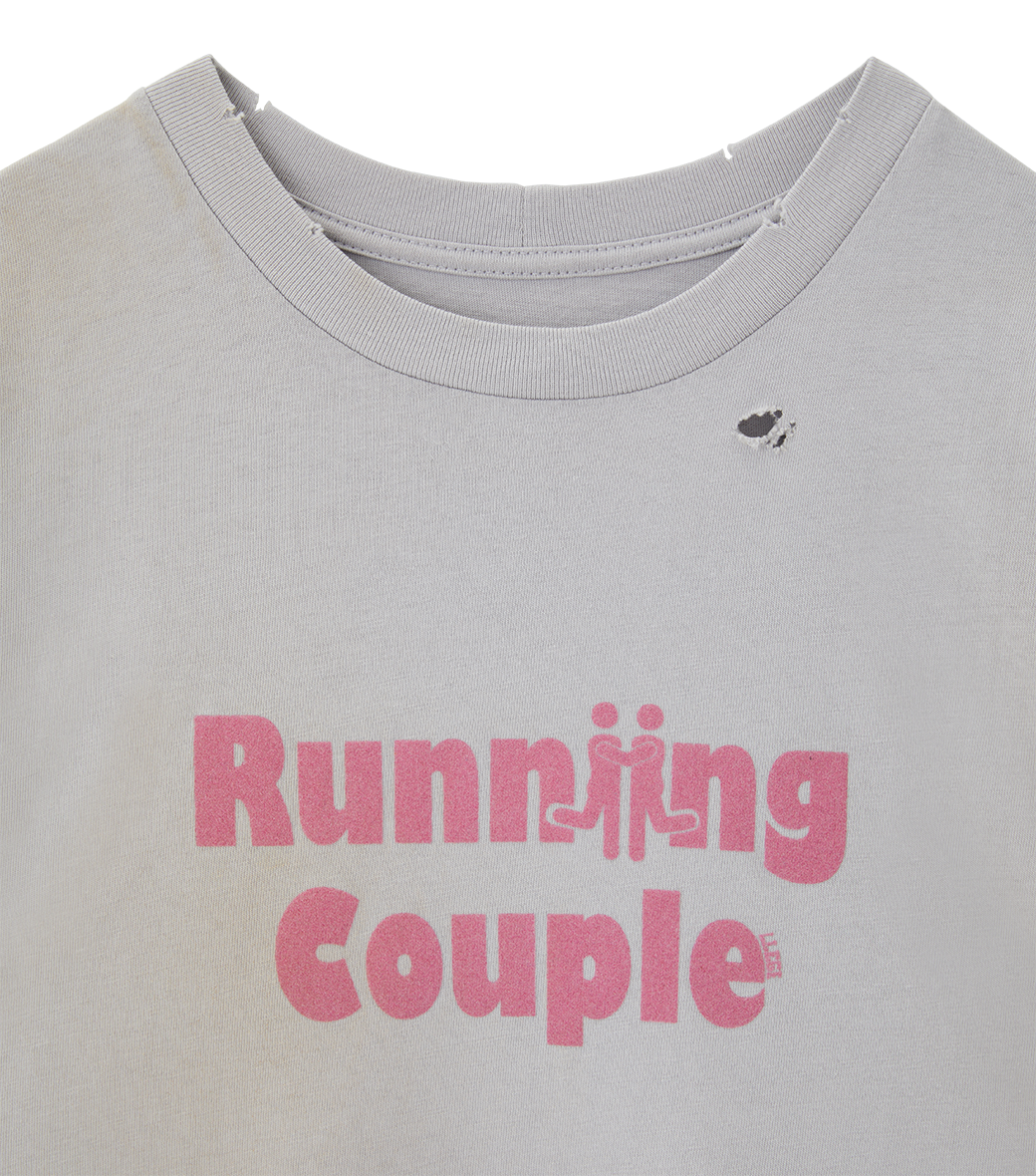 VINTAGE EFFECT RUNNING COUPLE T-SHIRT