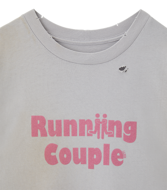VINTAGE EFFECT RUNNING COUPLE T-SHIRT
