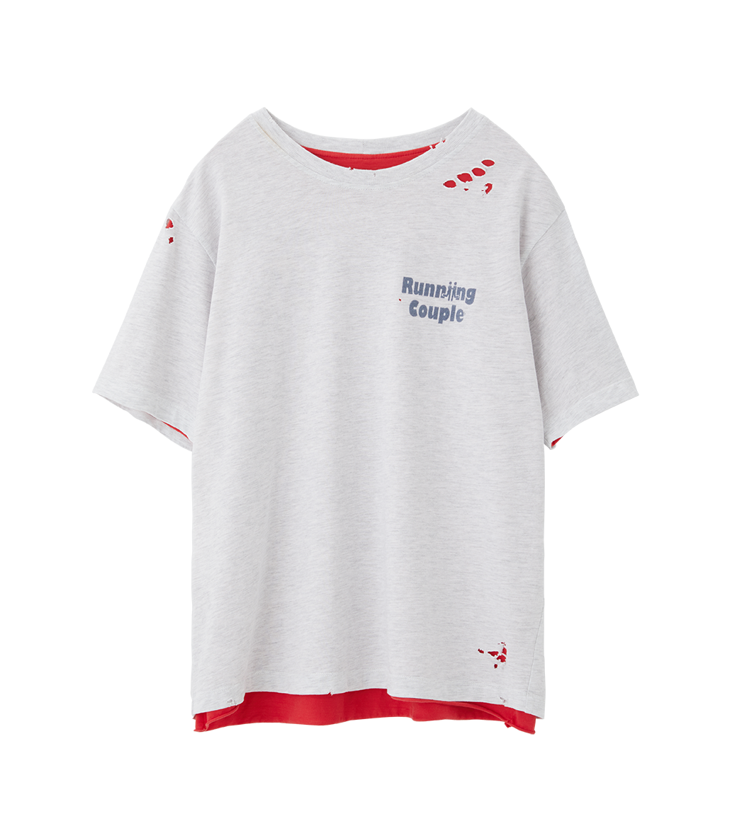DISTRESSED DETAIL REVERSIBLE T-SHIRT