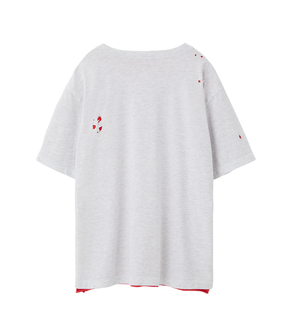 DISTRESSED DETAIL REVERSIBLE T-SHIRT