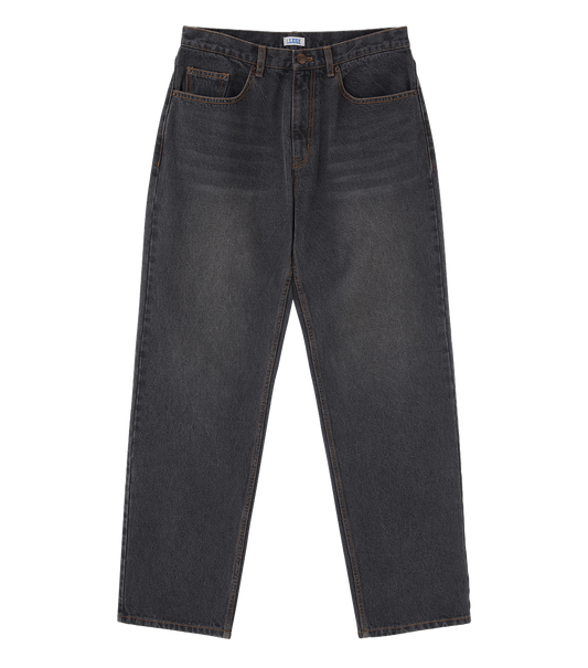WASHED BLACK TAPERED JEANS