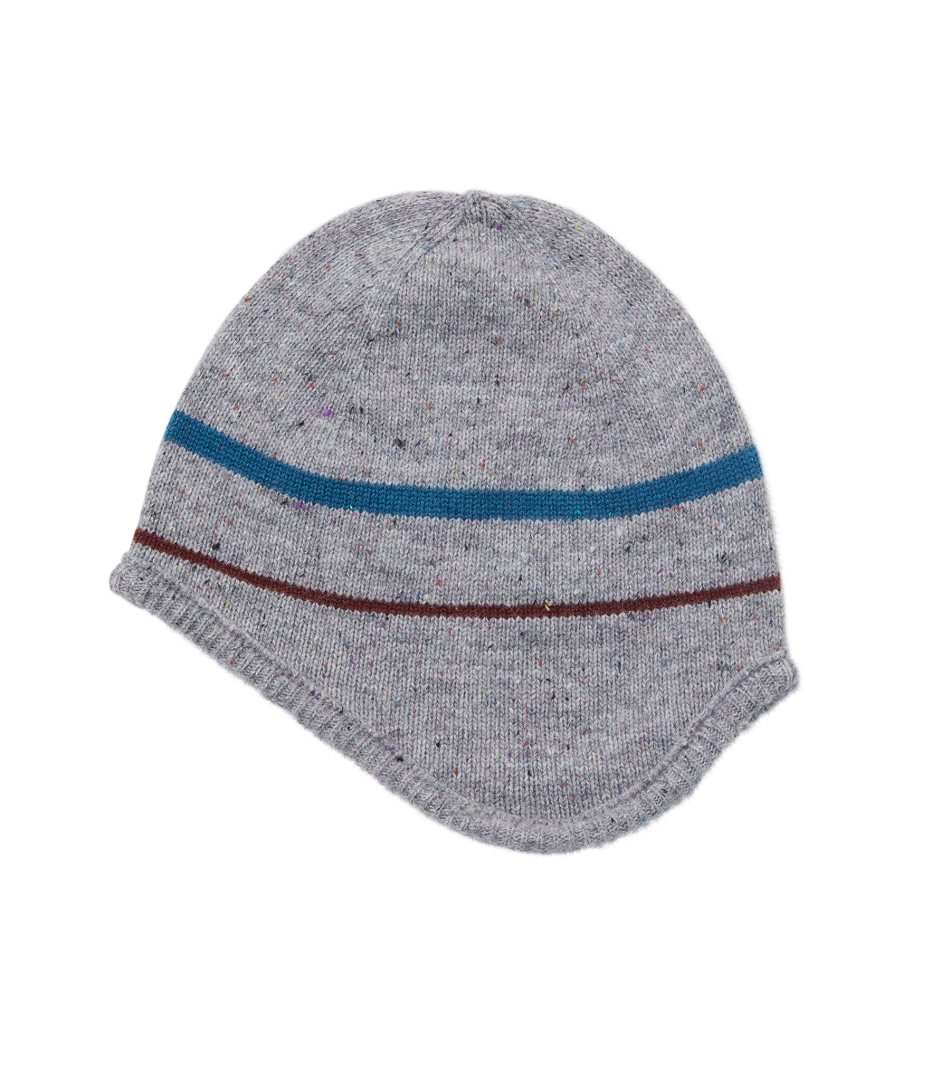 MELANGE STRIPE EARMUFF BEANIE