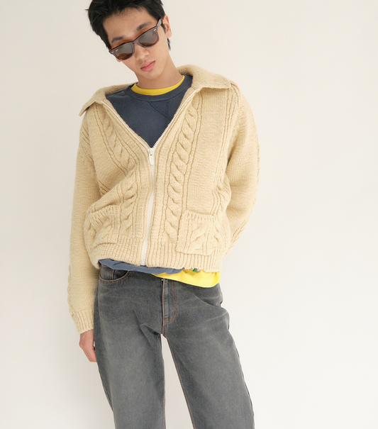 CUBE DETAIL CABLE KNIT JUMPER